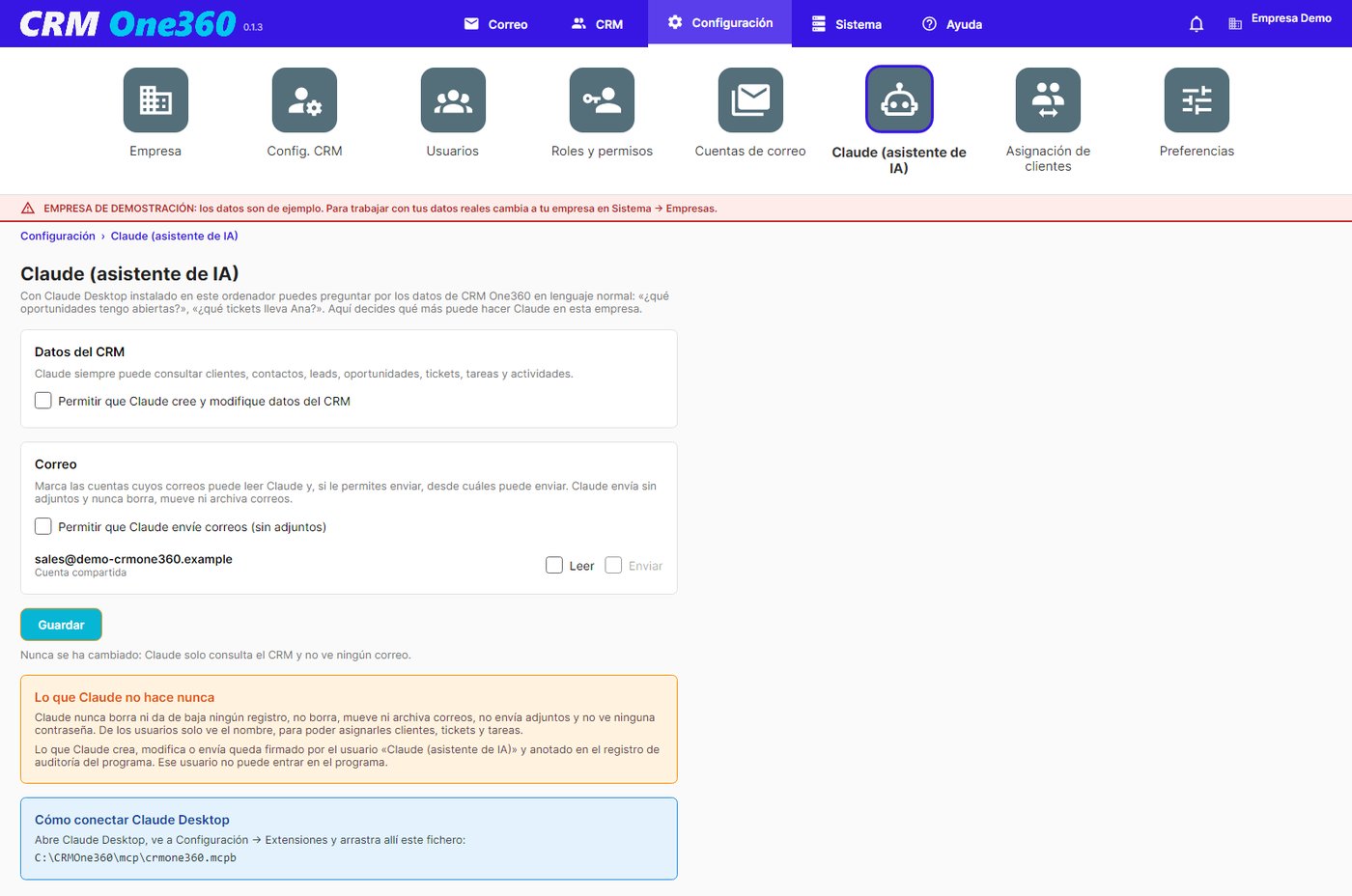 Configuración de Claude en CRM One360