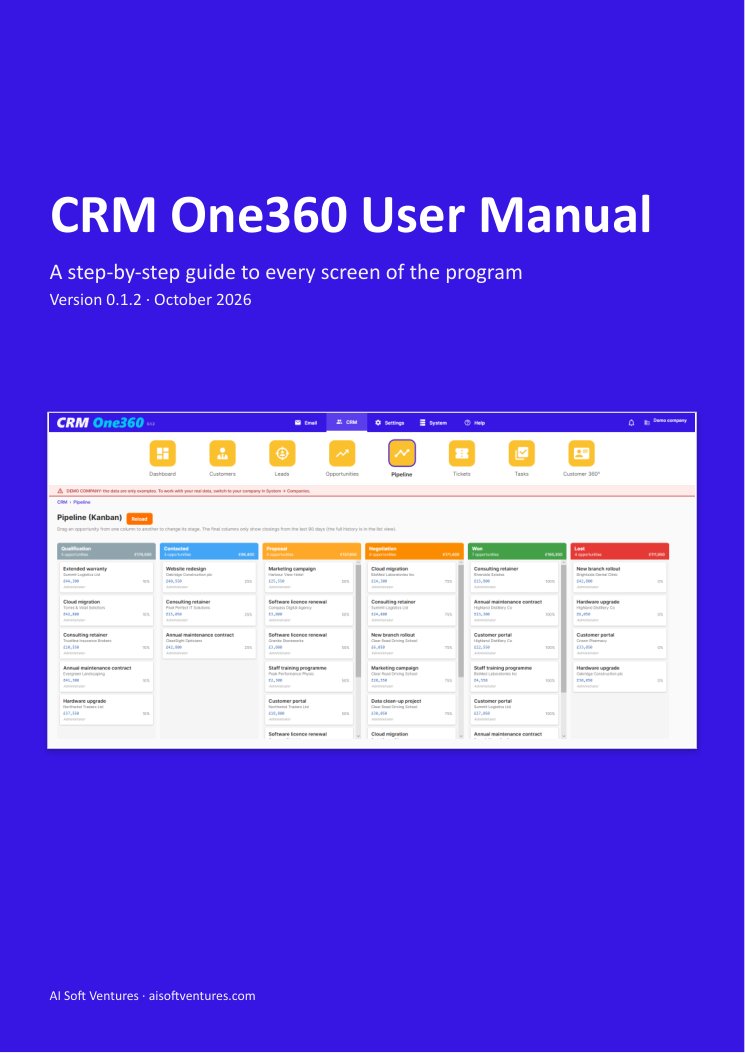 Cover of the CRM One360 manual